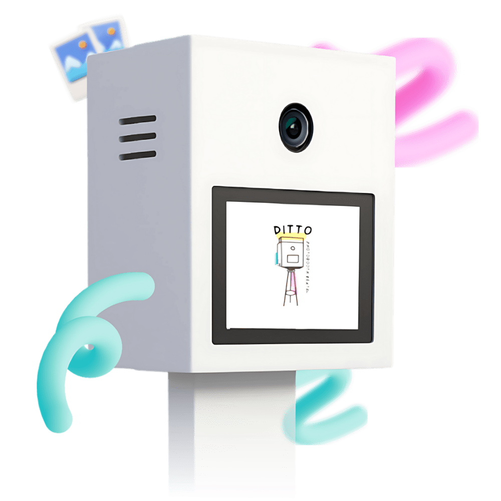 ตู้ถ่ายรูปโฟโต้บูธ Ditto Photobooth สีขาวสไตล์มินิมอล สำหรับเช่าไปงานแต่งงานและอีเว้นท์